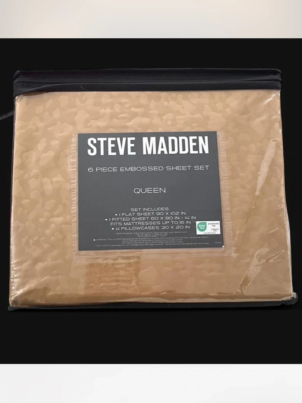 Steve Madden Leopard Gold Tan Queen Sheets New